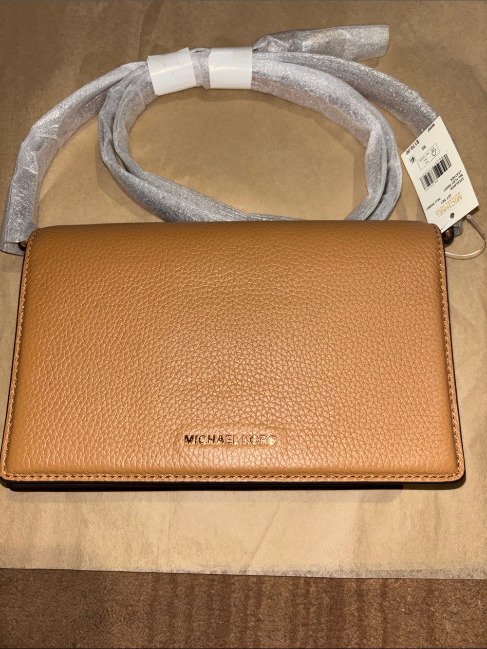 Michael Kors Pebbled Leather Crossbody in Camel